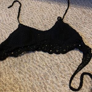 Black crochet bralette
